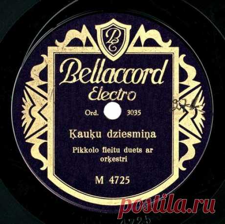 Latvijas vēsturiskie skaņu ieraksti - Ķauķu dziesmiņa : pikkolo fleitu duets ar orķestri