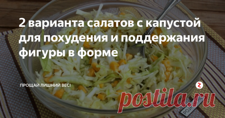 2 варианта салатов с капустой для похудения и поддержания фигуры в форме Практически каждая девушка стремится стать стройной, но не все понимают, как это делать правильно и без ущерба собственному здоровью.
Те, кто располагают значительными средствами, обычно обращаются к диетологу с целью создания индивидуальной программы похудения.
Другие, более стесненные в средствах дамы, самостоятельно ищут подходящий для себя тип диеты.
Я хочу поделится рецептами двух очень прост