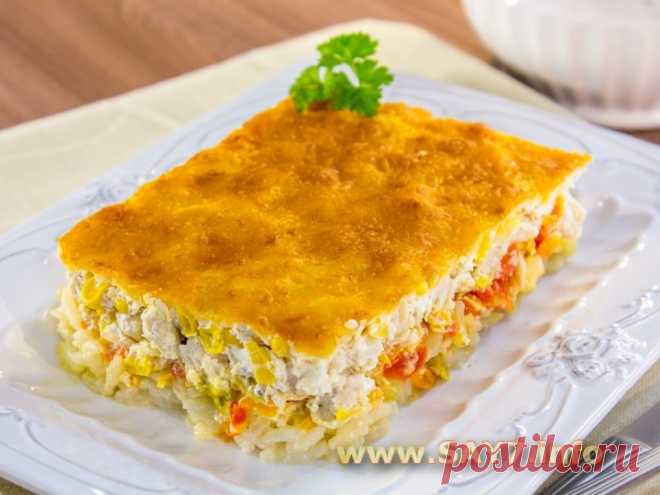 Потрясающая куриная запеканка с рисом и овощами