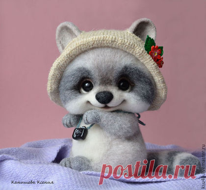 Купить Тутси - серый, енот, енотик, еноты, игрушка из шерсти, шерстяная игрушка, Сухое валяние