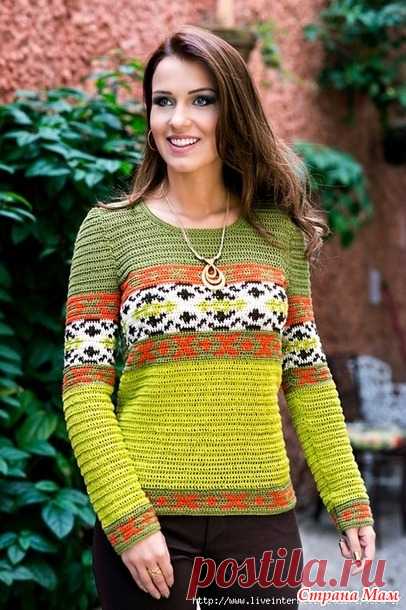 Жаккардовый джемпер крючком - Жаккард - Страна Мам