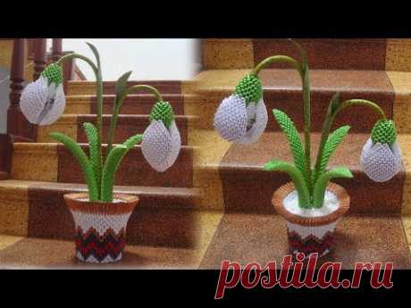 3D Origami Snowdrop Flower , Galanthus Tutorial | DIY Paper Snowdrop Flower Home Decor