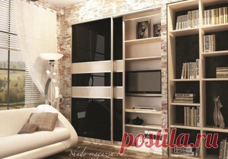 Шкаф купе с полкой для телевизора, встроенный в нишу Ш-327. В интернет-магазине Chudo-magazin.ru в Москве.