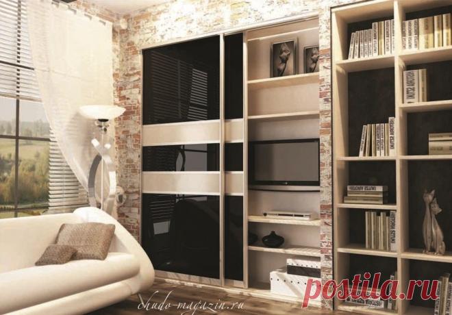 Шкаф купе с полкой для телевизора, встроенный в нишу Ш-327. В интернет-магазине Chudo-magazin.ru в Москве.