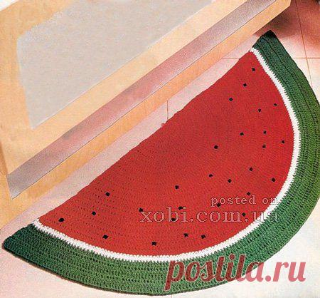 детский коврик арбуз вязаный крючком