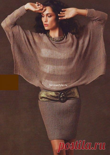 Бежевый костюм связанный спицами и крючком / Рукоделие / Домоводство / Женские секреты / Женский стиль