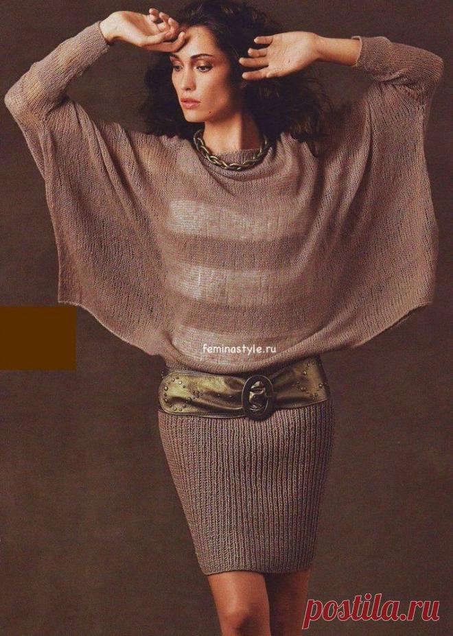 Бежевый костюм связанный спицами и крючком / Рукоделие / Домоводство / Женские секреты / Женский стиль