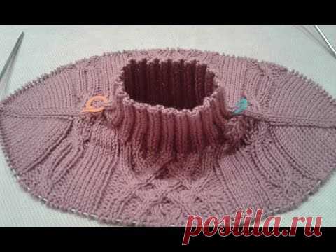 Метод непрерывного вязания спицами. Свитер с аранами. Часть 2. Кnit sweater. - YouTube
