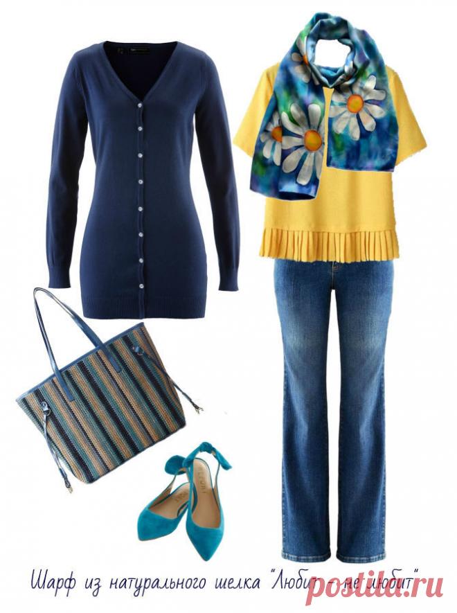 Шарф батик из натурального атласа 