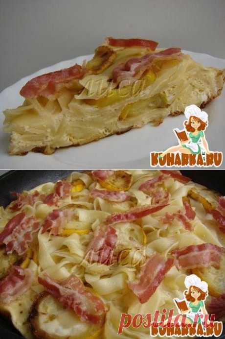 Рецепт: Омлет с кабачками и лапшой