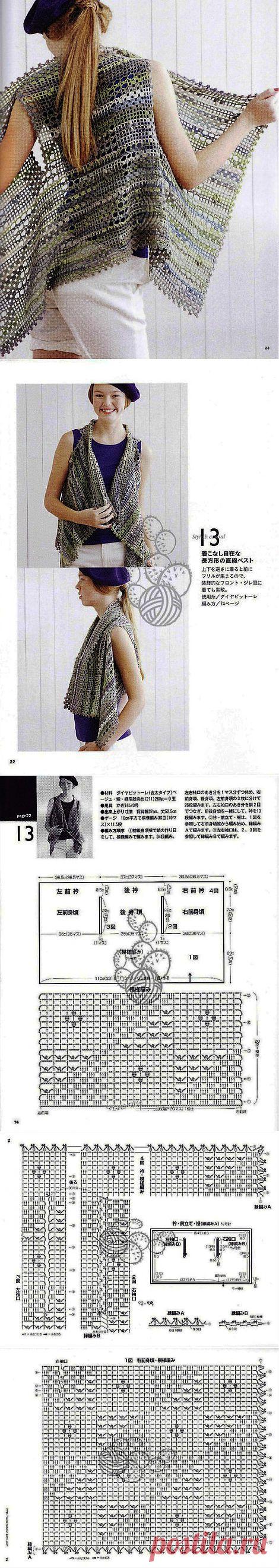 НАКИДКА - ЖИЛЕТ КРЮЧКОМ.