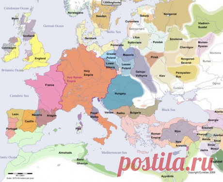 Historical map of Europe in the year 1200 AD  |   Pinterest: инструмент для поиска и хранения интересных идей