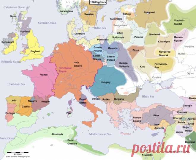 Historical map of Europe in the year 1200 AD  |   Pinterest: инструмент для поиска и хранения интересных идей