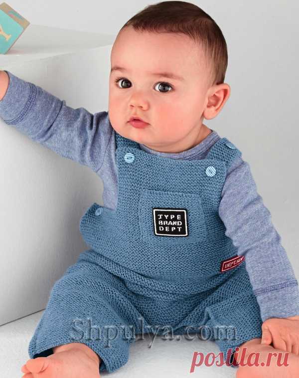 Комбинезон с кармашком для мальчика спицами - SHPULYA.com