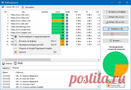 BulkPageSpeed - программа для массовой проверки по Google PageSpeed Insights