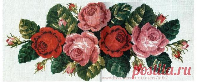 Вышивка крестом, схемы Викторианские розы на коврик