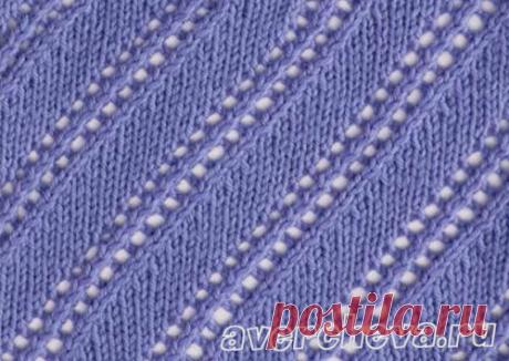 узор спицами « ажурные диагонали»