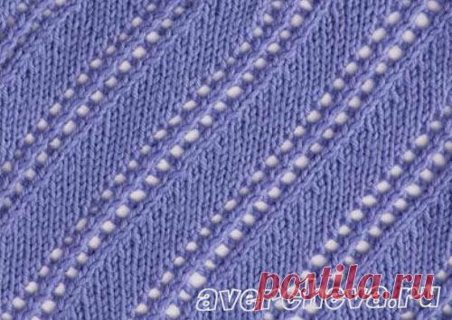 узор спицами  « ажурные диагонали»