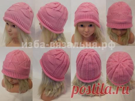 Осенняя или зимняя шапочка c узором, который хорошо смотрится как на лицевой так и на изнаночной стороне