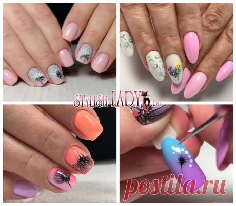 Легкий и воздушный маникюр с одуванчиками