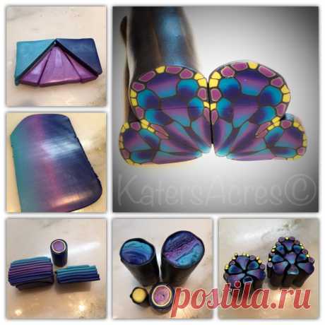 KatersAcres Polymer Clay Butterfly Wing Cane Tutorial by KatersAcres