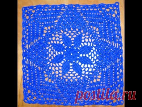 Большой квадратный мотив для пледа или скатерти. Часть 1. Crocheted big motive - YouTube
