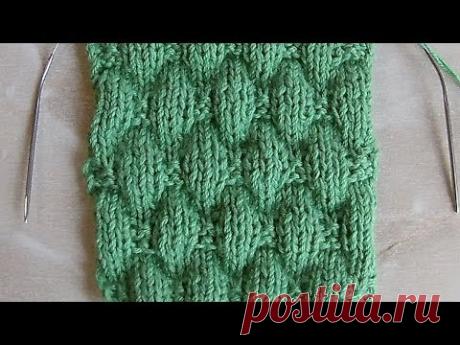 Объемный узор Ромбами Вязание спицами Видеоурок 173