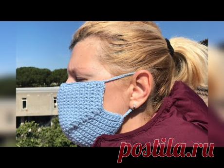 Защитная маска от вирусов своими руками крючком /DIY Crochet face mask / Mascherina /Mascarilla
