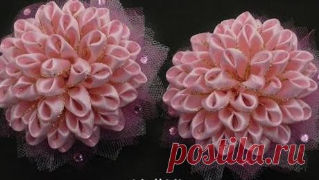 Нарядные банты из узкой ленты МК Kanzashi Tutorial DIY МойМК