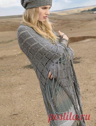 Шаль с ажурным узором в клетку - схема вязания спицами. Вяжем Шали на Verena.ru