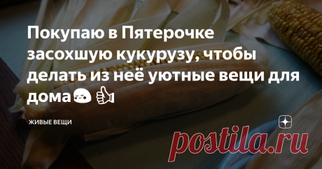 Покупаю в Пятерочке засохшую кукурузу, чтобы делать из неё уютные вещи для дома😳👍 Продавец на кассе удивилась и уточнила, точно ли мне нужен этот пакет кукурузы и знаю ли я, что она уже не пригодна для еды и просто-напросто засохла🤣. Конечно знаю! Это как раз то, что нужно мне - початки с засохшими листьями.  Нужны мне были, как вы, наверное, догадались, сами листья, а вовсе не зёрна. Свою кукурузу в огороде я давно уже израсходовала, в следующем году сажать надо, одноз...