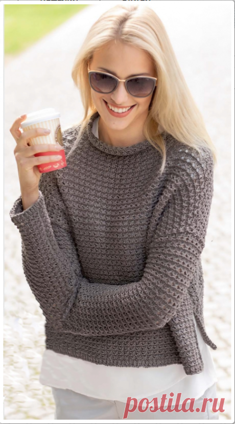 Безразмерный джемпер с воротником-стойкой. Спицами. / hobby-as.ru