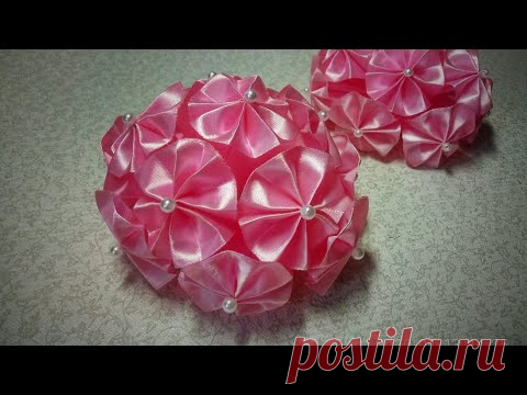 #бантшар #пышныйбант #канзаши Пышный бант-шар из ленты 5см. Канзаши. Kanzashi