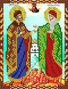 Схема для Вышивки Бисером Иконы АС5-009 Святые Пётр и Феврония А-строчка — в Категории 