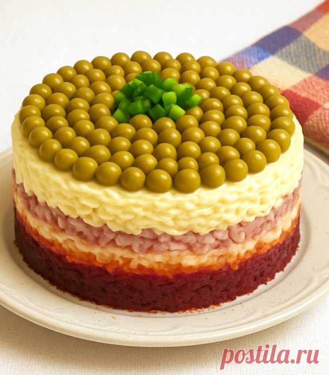 Салат «Шуба в торжественной подаче»
В нём мягко сочетаются пикантная сельдь, сладковатая свёкла, нежный картофель и яйца, а майонез связывает слои в единую сочную композицию.