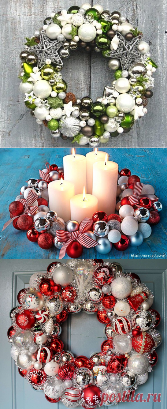 Новогодние венки из ёлочных шаров — Сделай сам, идеи для творчества - DIY Ideas
