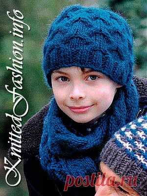 Шапка и шарф с косами - KnittedFashion.info - Модное Вязание