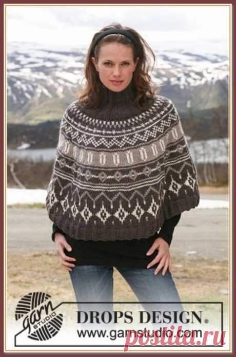 Пончо спицами с жаккардовыми узорами