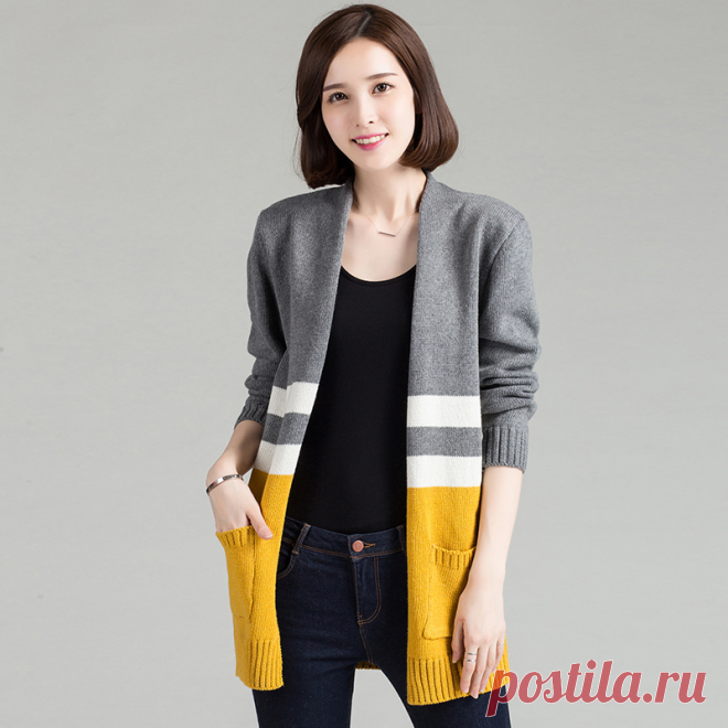 Korean-winter-fashion-women-long-sleeve-coats-women-s-striped-loose-long-knitted-cardigan-font-b.jpg (800×800)