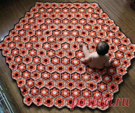 Ковёр из мотивов «африканский цветок». Крючком. Схема. Видео мастер-классы. / stolbik-plus.ru