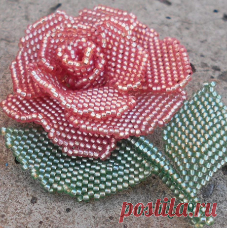Розовая роза | biser.info - всё о бисере и бисерном творчестве