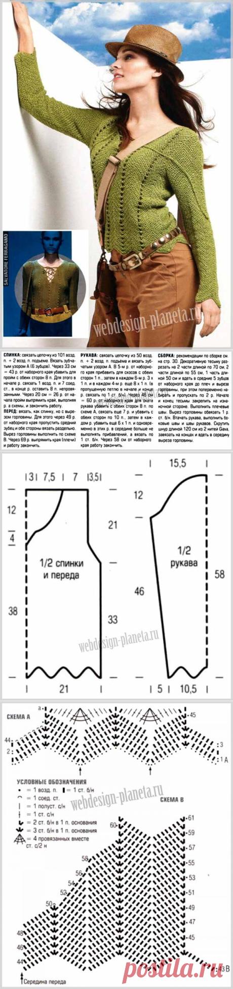 Женский пуловер крючком с продетыми лентами | Вязание спицами, вязание крючком | Мир увлечений современной женщины.