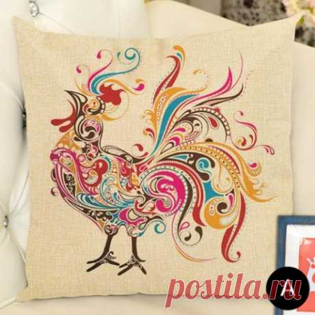 2017 lucky rooster painted pillows for home decoration animal linen toss pillow | Pillow, interior pillow, cushions - Throwpillowshome.com