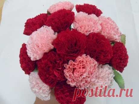 [Paper flower/종이꽃] 4. 주름지 카네이션 how to make crepe paper Carnation flowers, mothers day gifts