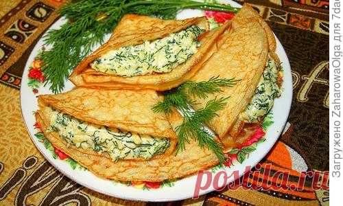 Блинчики с сырно-чесночной начинкой