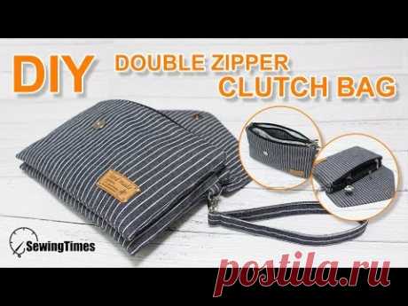 DIY Double Zipper Clutch | 지퍼 칸칸 클러치백 | How to make pouch bag | bolsa de mano | 布包 | バッグ#sewingtimes