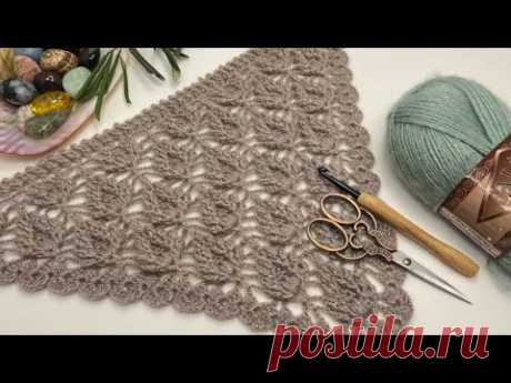 Very Easy Crochet Triangle Shawl Pattern (close-up-detailed explanation)#crochet #knittig #tığişi