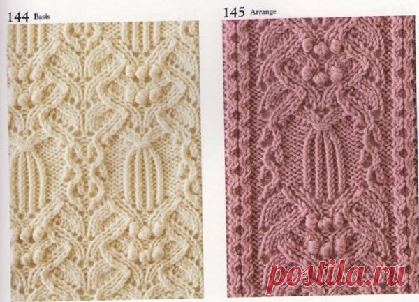 Пуловер спицами японскими узорами