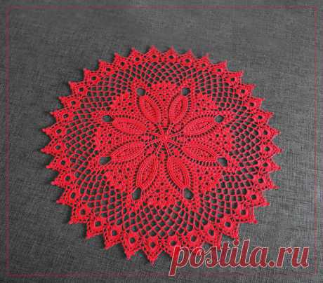 Crochet doily Red Flower lace doily red doily 1811 inches