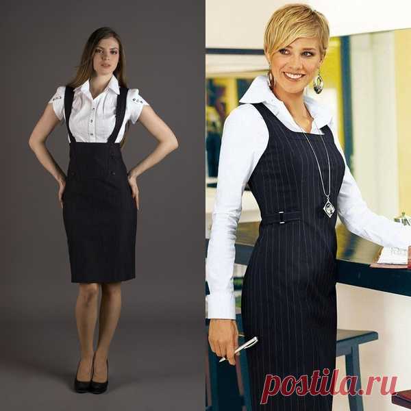 Теплые сарафаны для офиса в деловом стиле на зиму 2017 года: на фото цвета, фасоны и модели